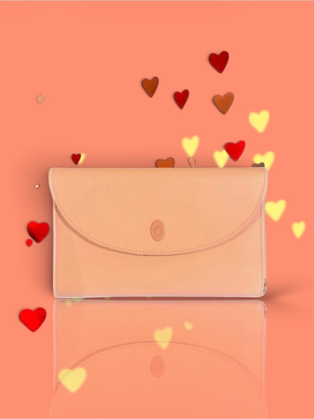 🆕💗AUrate Jewelry Travel Pouch Vegan Leather Peach Color Gold-Tone Hardware NWOT